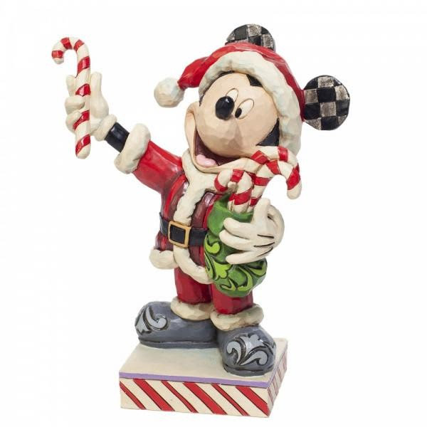 JIM SHORE DISNEY TRADITIONS PEPPERMINT SURPRISE SANTA MICKEY FIGURE