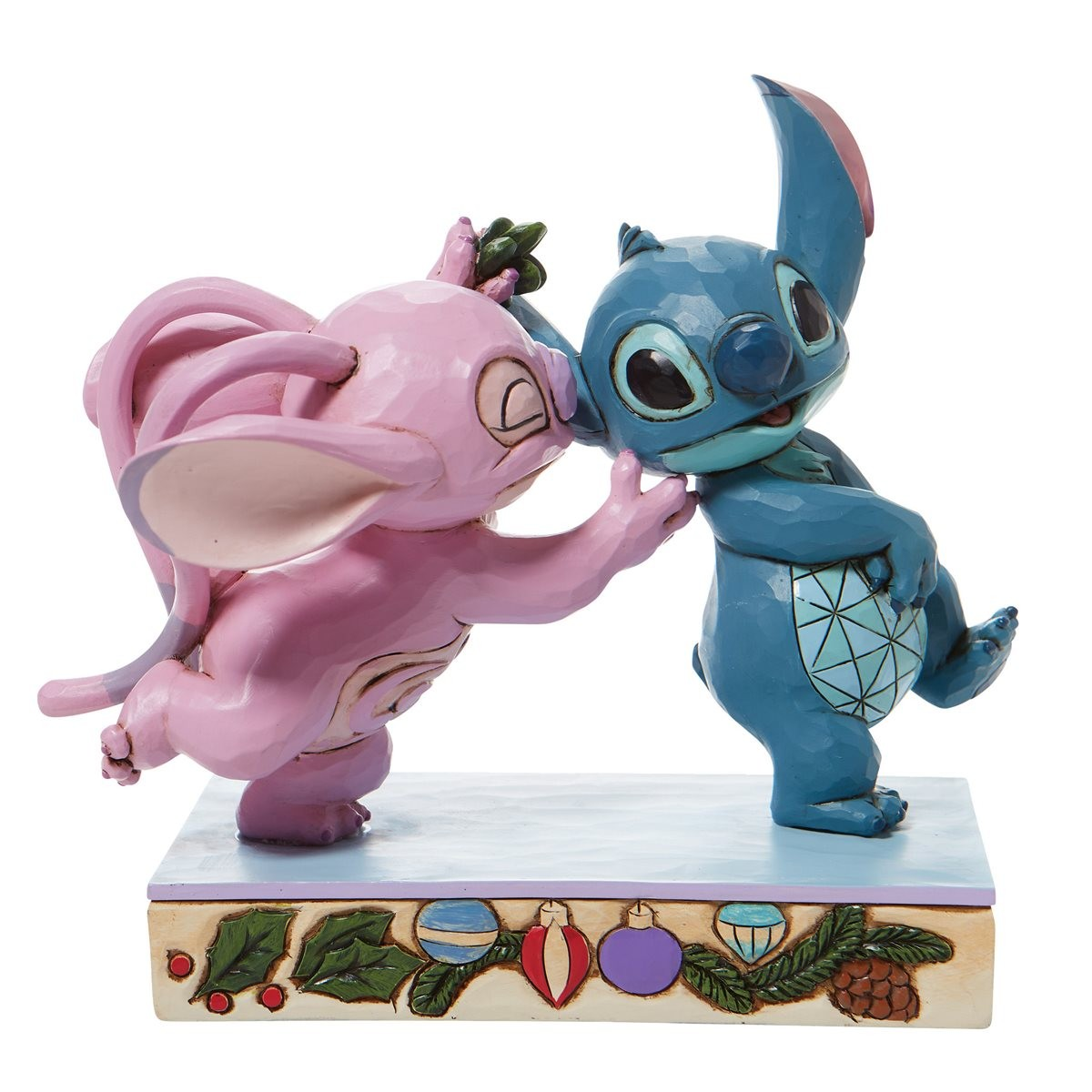 JIM SHORE DISNEY TRADITIONS MISTLETOE KISSES ANGEL AND STITCH FIGURE