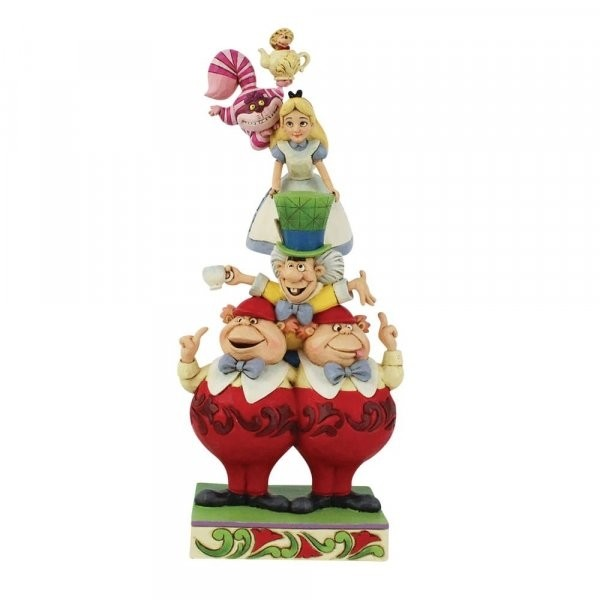 JIM SHORE DISNEY TRADITIONS WE'RE ALL MAD HERE STACKED AIW FIGURE