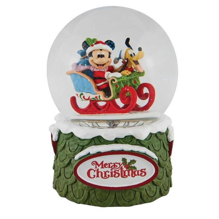 JIM SHORE DISNEY TRADITIONS LAUGHING ALL THE WAY SANTA MICKEY WATERBALL