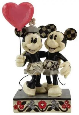 JIM SHORE DISNEY TRADITIONS LOVE IS IN THE AIR BLACK AND WHITE MICKEY AND MINNIE FIGURE