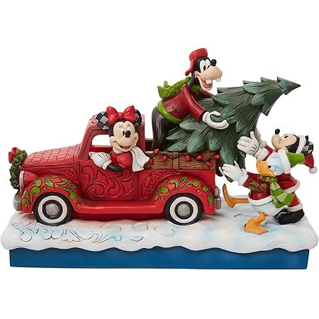 JIM SHORE DISNEY TRADITIONS LOADS OF CHRISTMAS CHEER RED TRUCK FAB 4 FIGURE