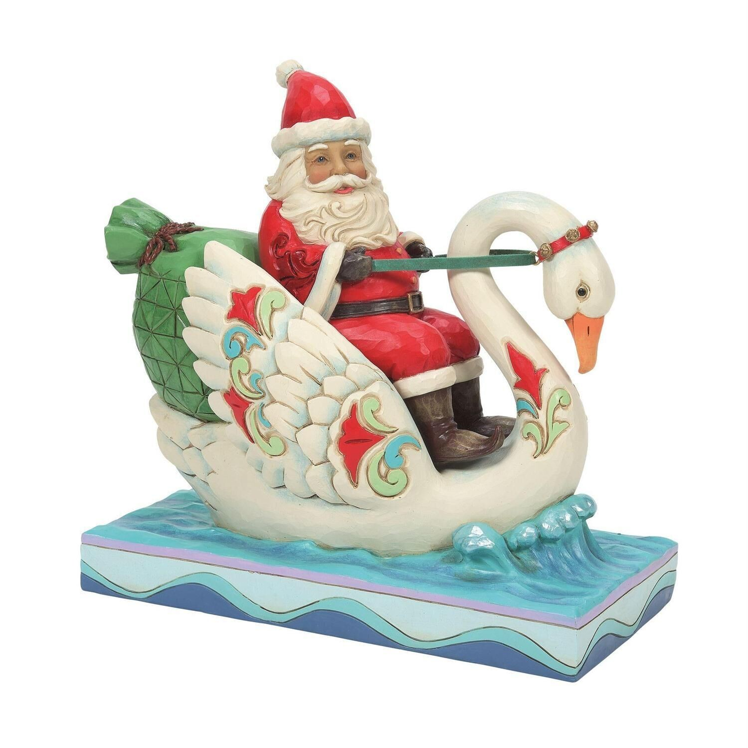 JIM SHORE SANTA RIDING SWAN FIGURINE