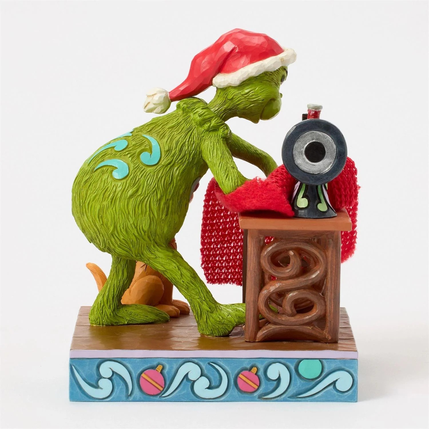 JIM SHORE DR SUESS THE GRINCH SEWING SANTA SUIT WITH MAX FIGURE