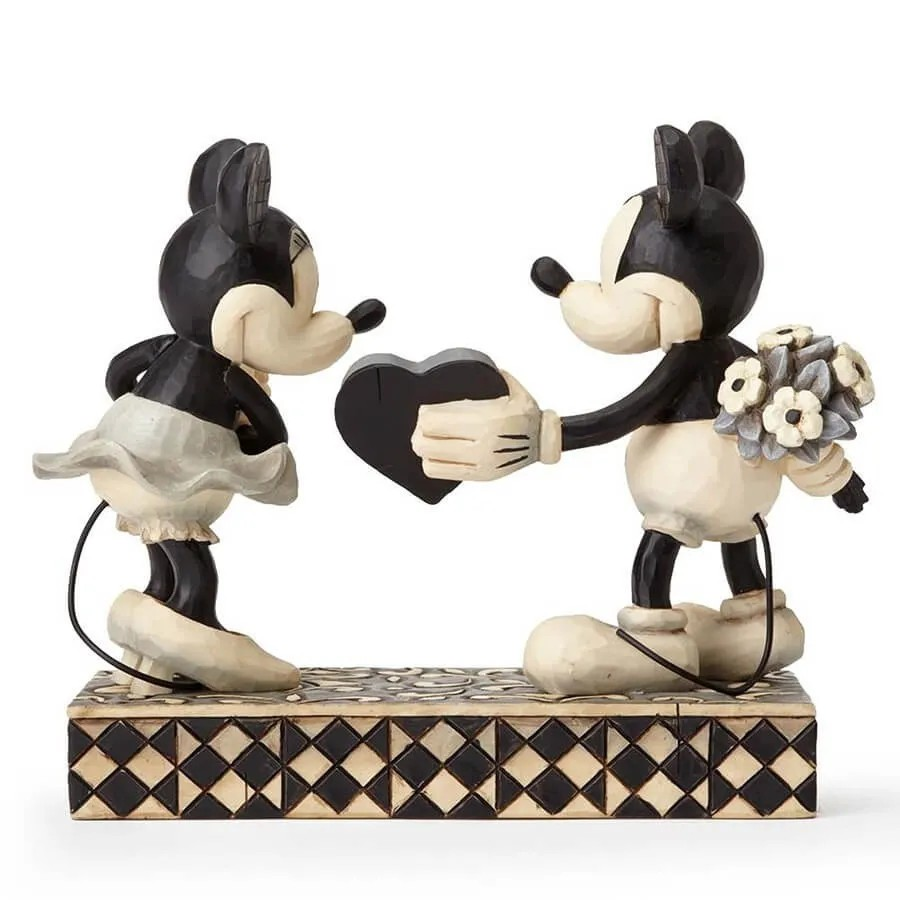 JIM SHORE DISNEY TRADITIONS REAL SWEETHEART BLACK & WHITE MICKEY & MINNIE