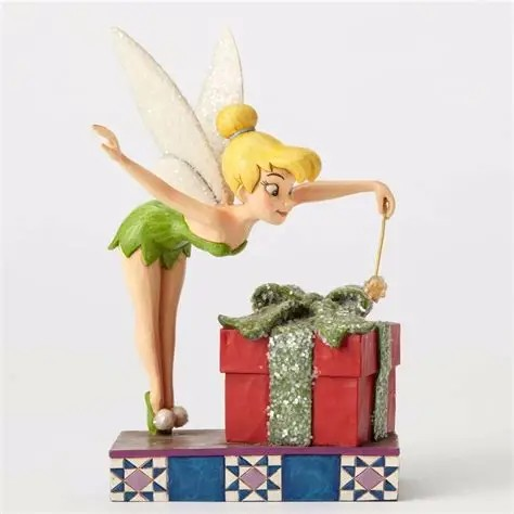 JIM SHORE DISNEY TRADITIONS PIXIE DUSTED TINKERBELL PRESENT FIGURE