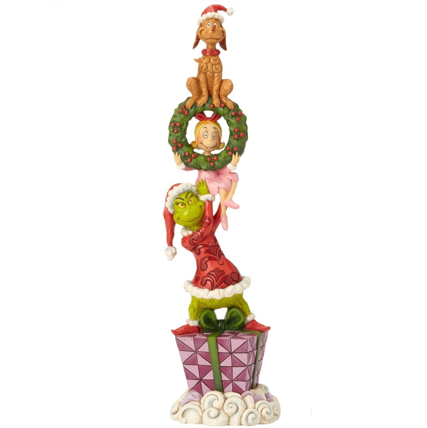 JIM SHORE THE GRINCH WITH MAX AND CINDY STACKER FIGURE