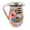 RUBY STAR TRADERS PINK BEE HANDPAINTED WATER JUG