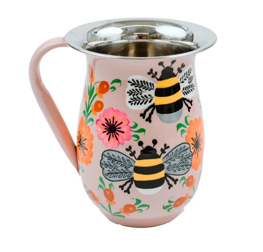 RUBY STAR TRADERS PINK BEE HANDPAINTED WATER JUG