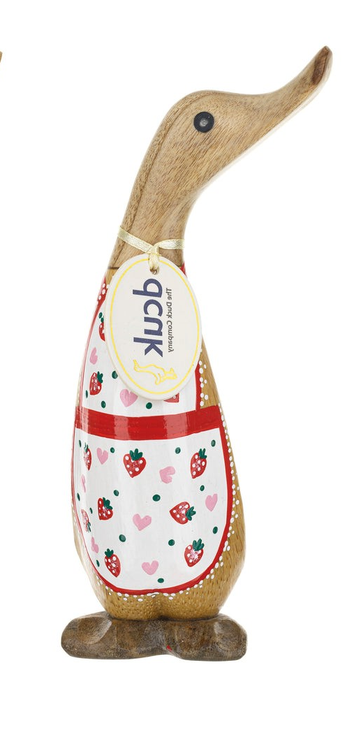 DCUK DUCK WITH RED STRAWBERRY APRON RIGHT FACING FIGURE