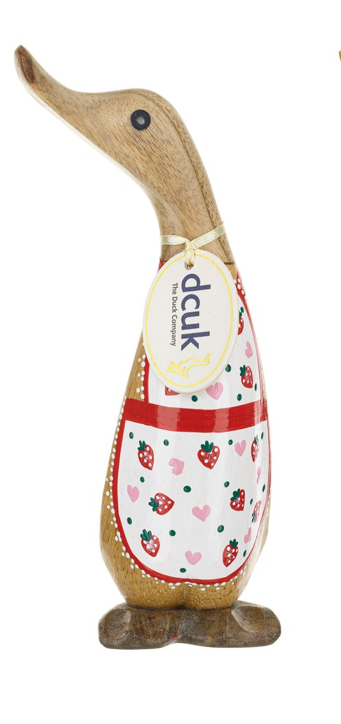 DCUK DUCK WITH RED STRAWBERRY APRON LEFT FACING FIGURE