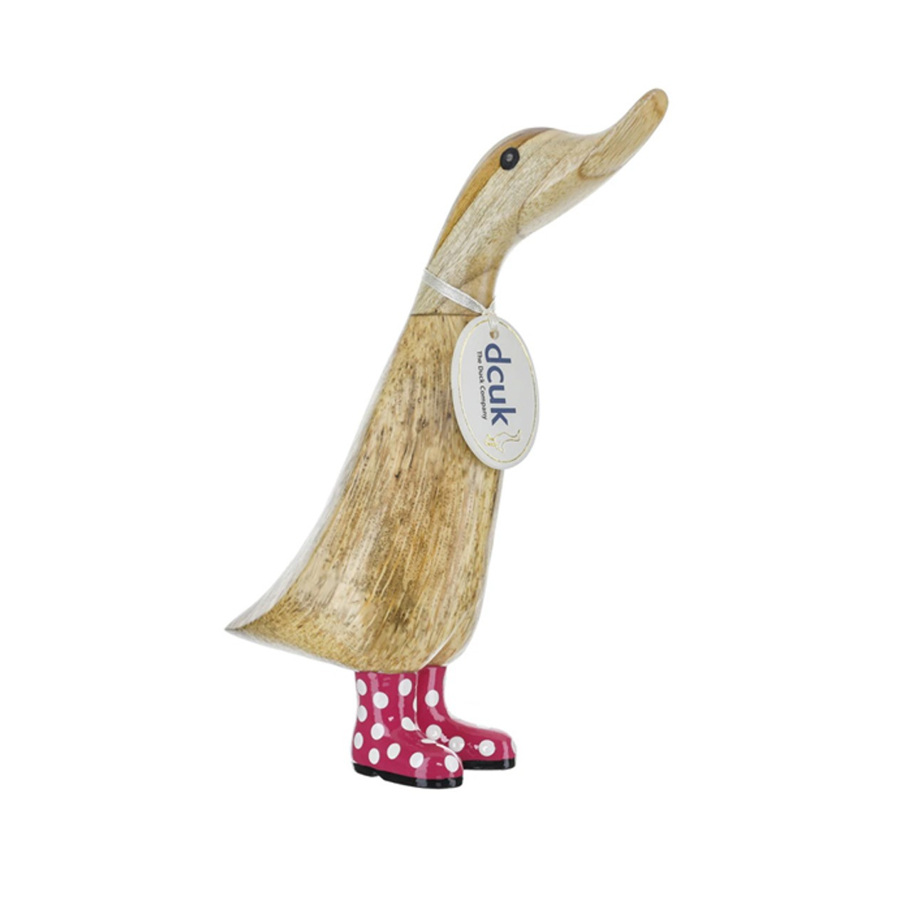 DCUK PINK SPOTTY BOOTS FRONT FACING FIGURE