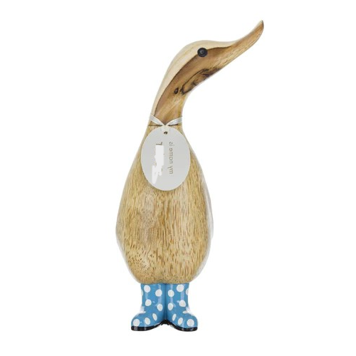 DCUK BLUE SPOTTY BOOTS LEFT FACING FIGURE