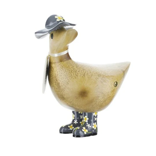DCUK GRAY FLORAL HAT AND BOOTS FRONT FACING FIGURE