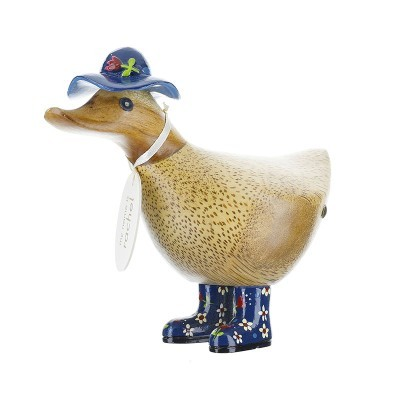 DCUK NAVY FLORAL HAT AND BOOTS FRONT FACING FIGURE