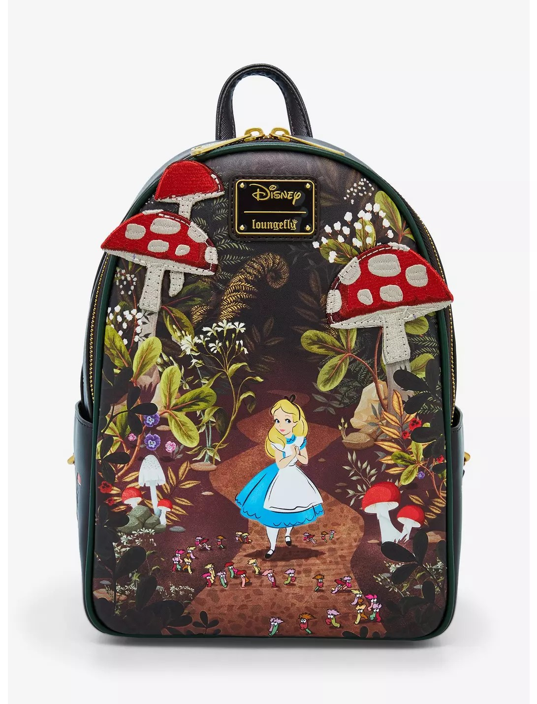 LOUNGEFLY ALICE IN WONDERLAND MUSHROOM FOREST MINI BACKPACK 