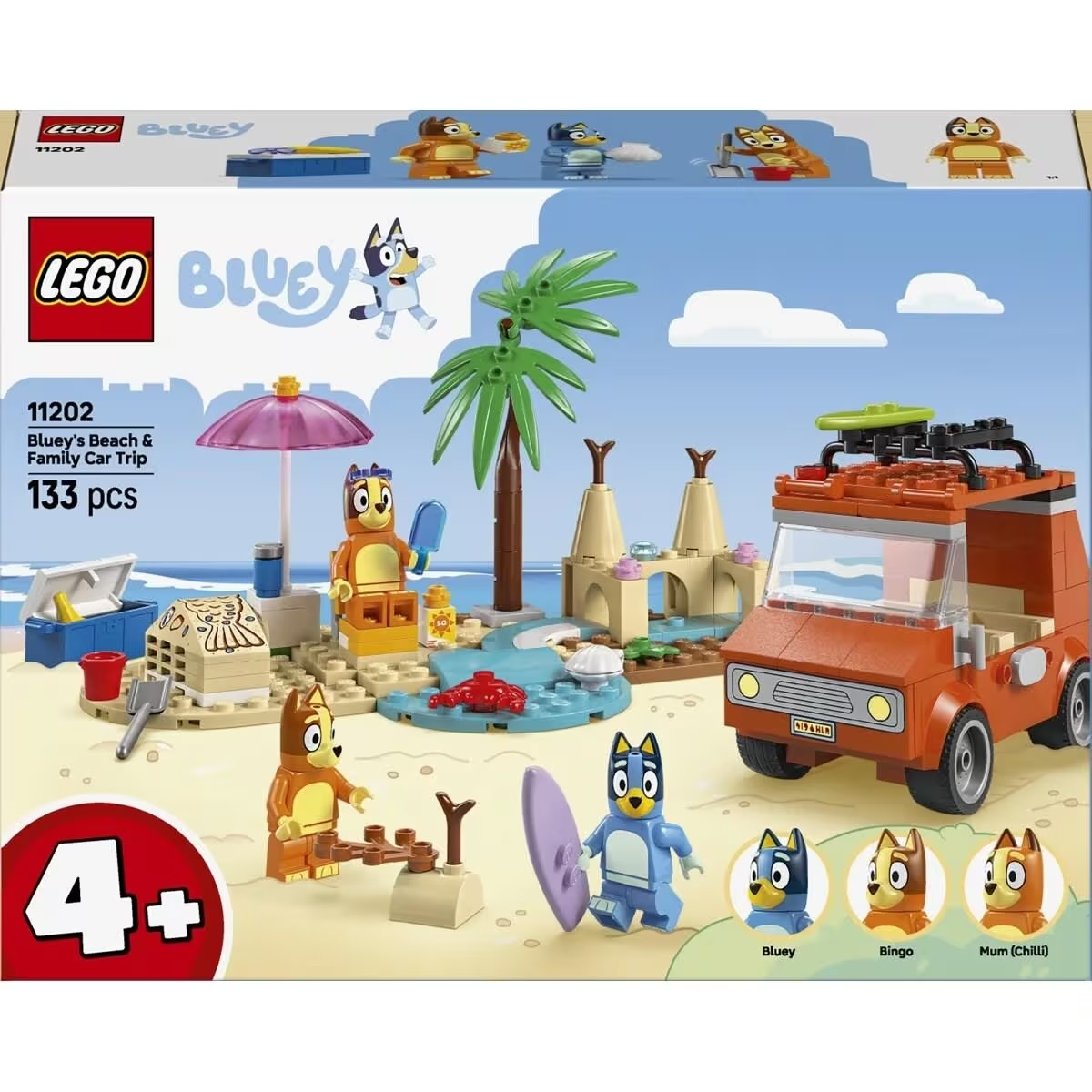 LEGO BLUEY BLUEY'S BEACH AND FAMILY CAR TRIP MODEL