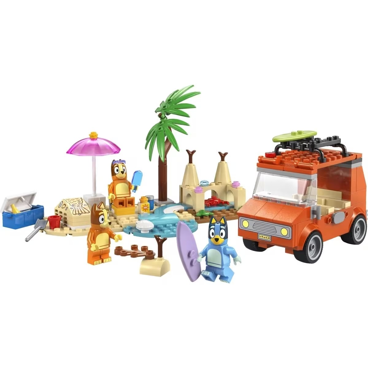 LEGO BLUEY BLUEY'S BEACH AND FAMILY CAR TRIP MODEL