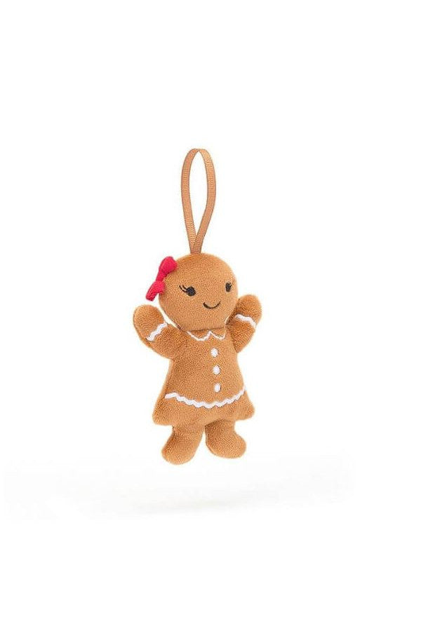 JELLYCAT FESTIVE FOLLY GINGERBREAD RUBY ORNAMENT 