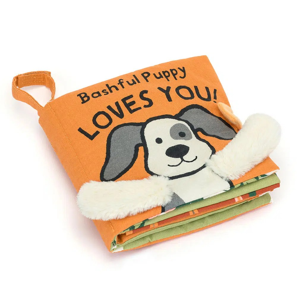 JELLYCAT FABRIC BOOK BASHFUL PUPPY LOVES YOU
