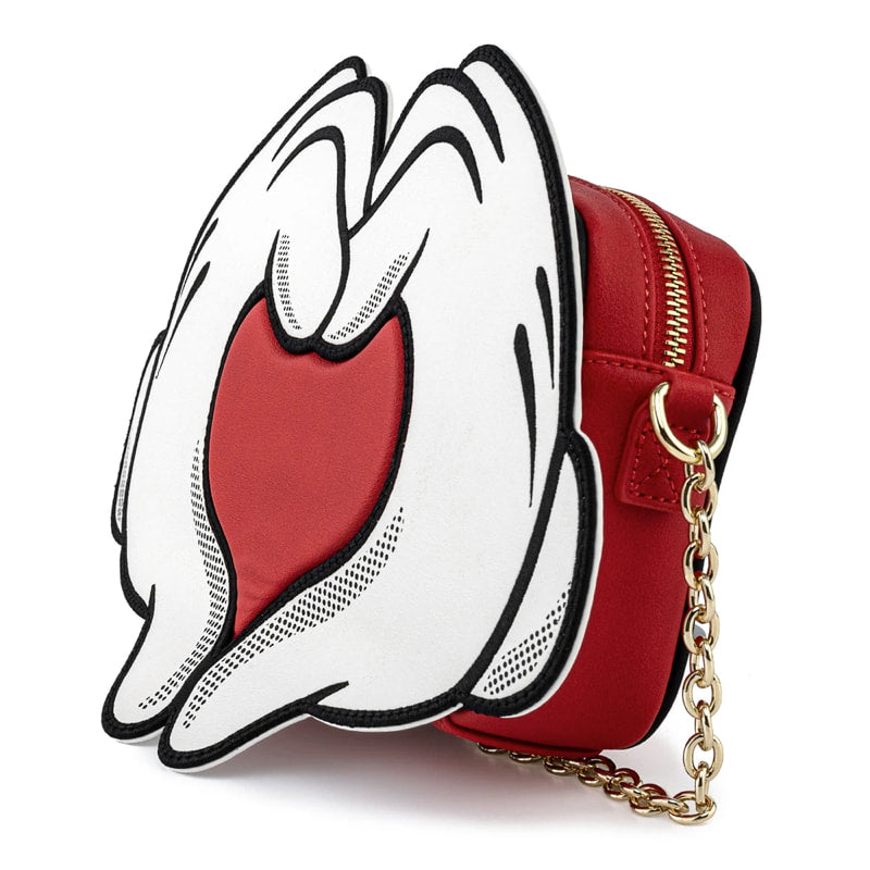 LOUNGEFLY MICKEY MOUSE HEART HANDS CROSS BODY BAG
