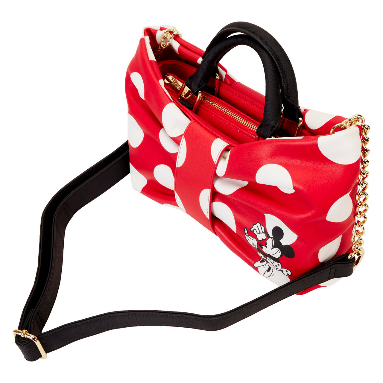 LOUNGEFLY MINNIE ROCKS THE DOTS BOW CROSSBODY BAG