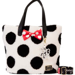 LOUNGEFLY MINNIE ROCKS THE DOTS SHERPA TOTE BAG 