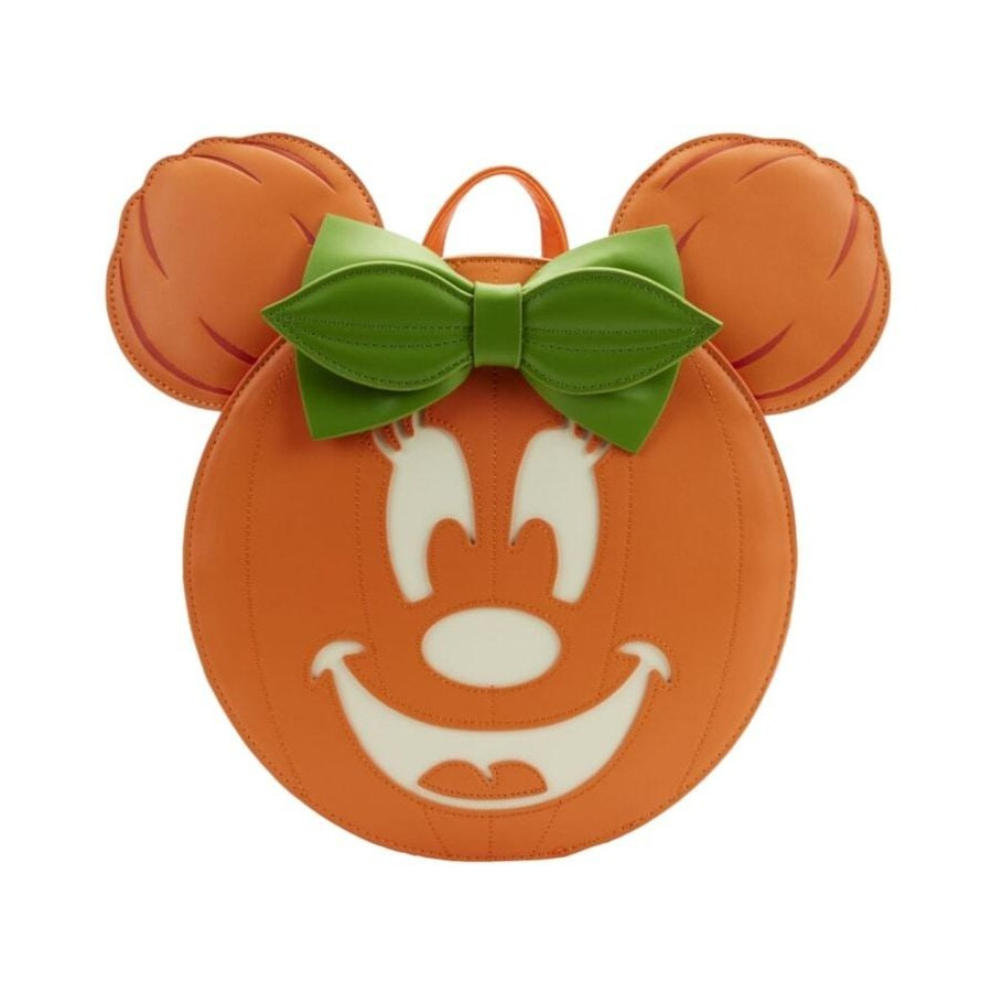 LOUNGEFLY GLOW FACE MINNIE PUMPKIN BACKPACK