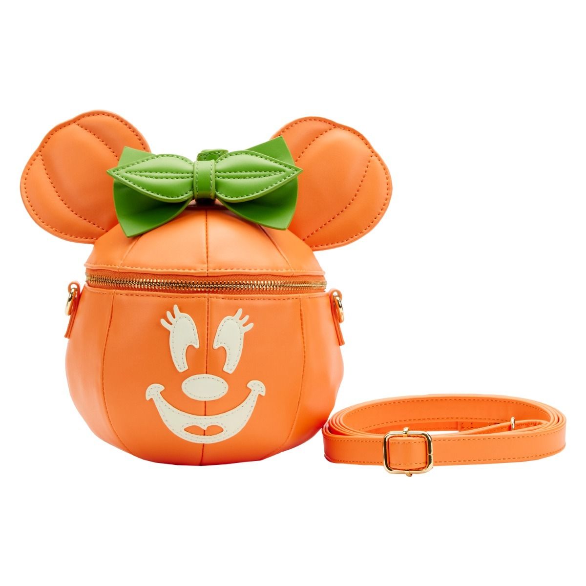 LOUNGEFLY MINNIE MOUSE PUMPKIN GLOW FACE CROSSBODY BAG