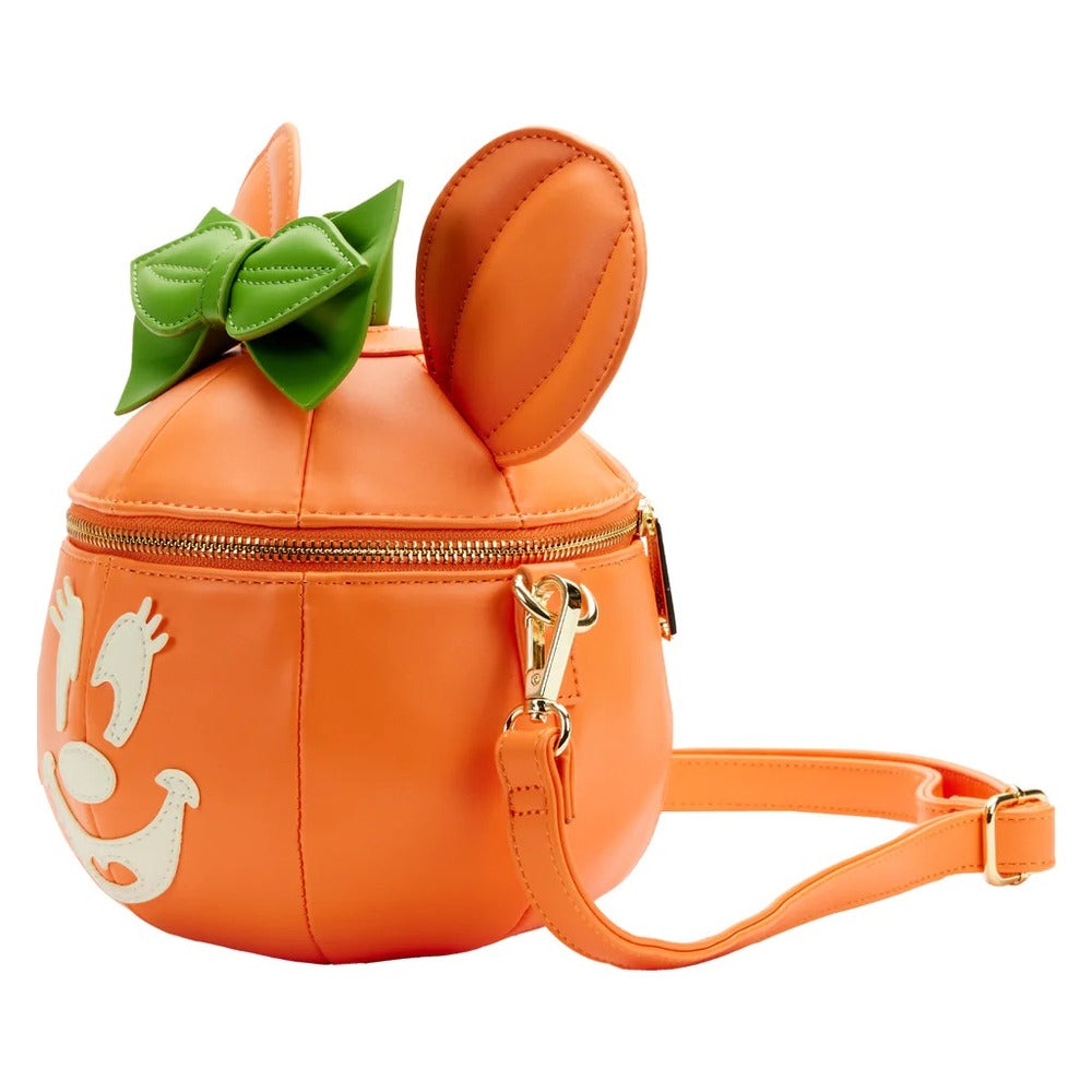LOUNGEFLY MINNIE MOUSE PUMPKIN GLOW FACE CROSSBODY BAG