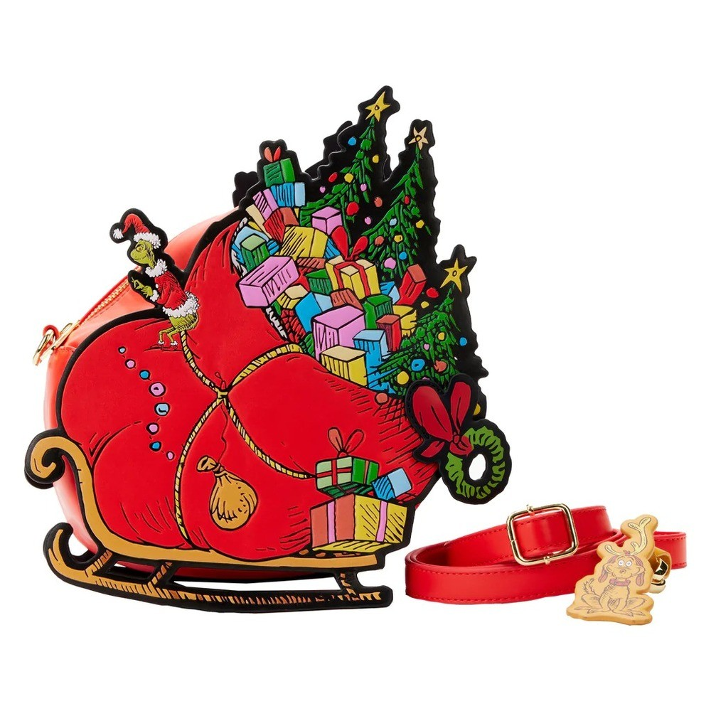 LOUNGEFLY DR SEUSS GRINCH SLEIGH CROSS BODY BAG