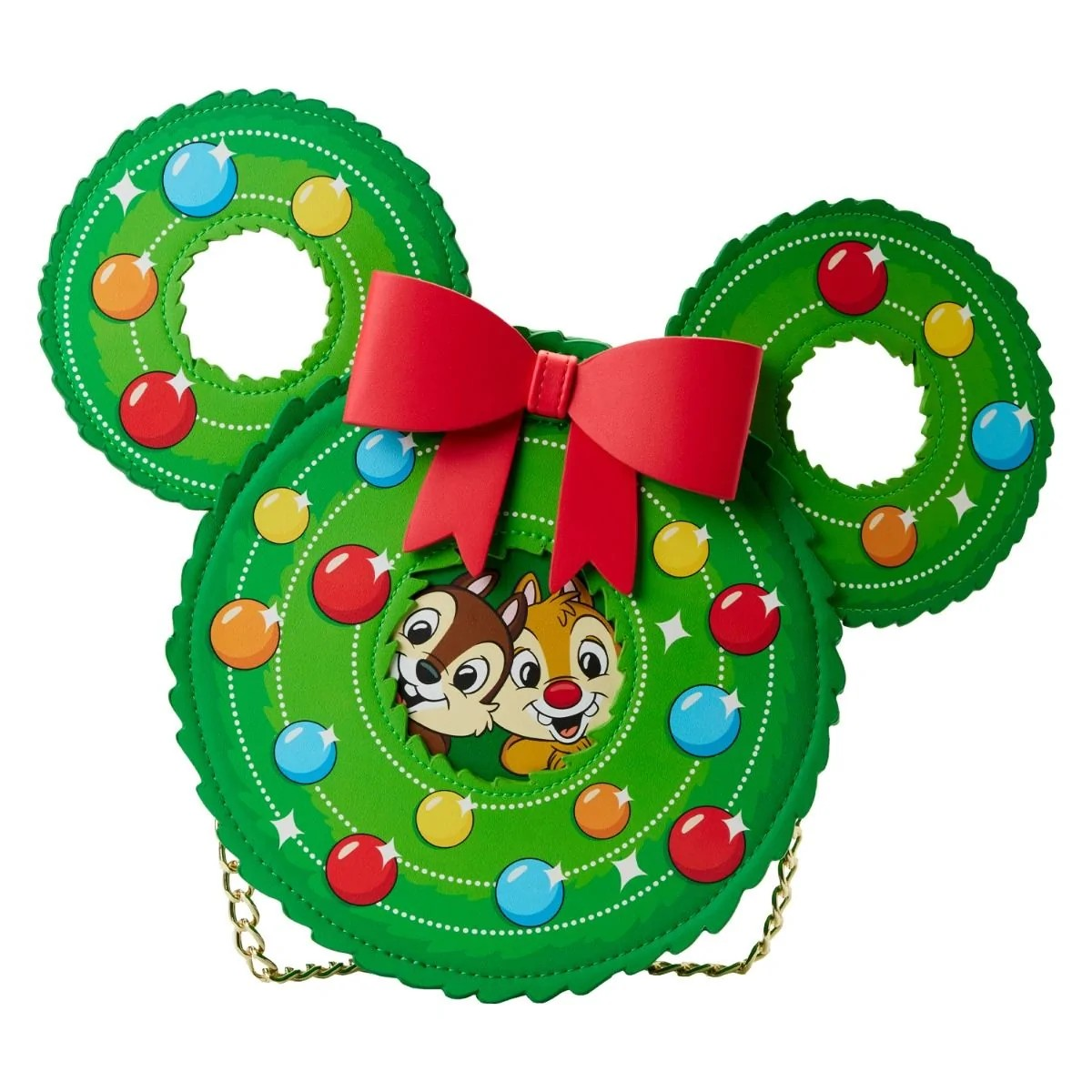 LOUNGEFLY CHIP AND DALE FIGURAL WREATH CROSS BODY BAG