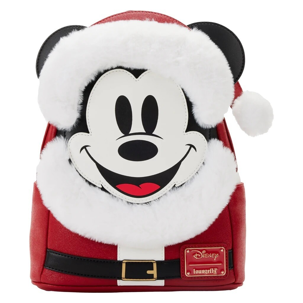 LOUNGEFLY GLITTER MICKEY SANTA BACKPACK