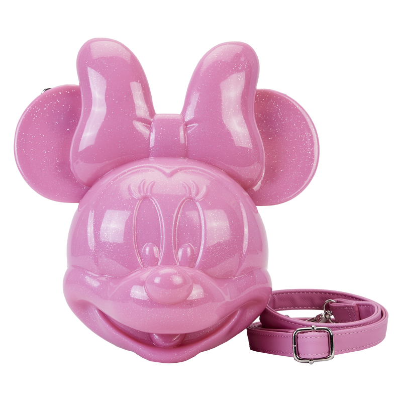 LOUNGEFLY MINNIE MOUSE FACE FIGURAL CROSS BODY BAG