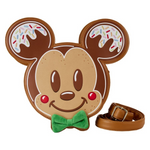 LOUNGEFLY MICKEY AND MINNIE GINGERBREAD COOKIE FIGURAL CROSSBODY BAG