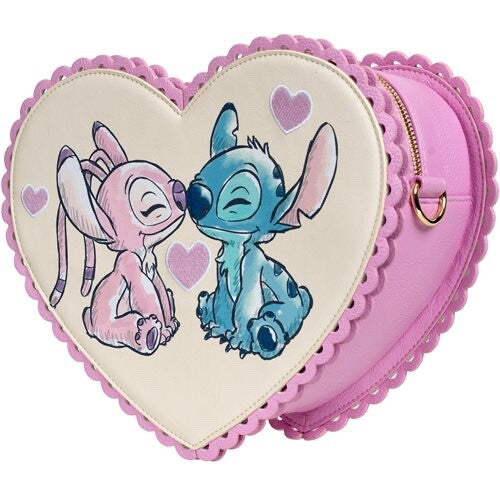 LOUNGEFLY STITCH & ANGEL KISS HEART CROSS BODY BAG