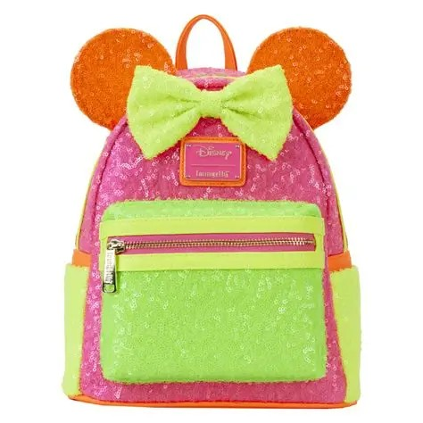 LOUNGEFLY NEON SEQUIN MINNIE MOUSE MINI BACK PACK