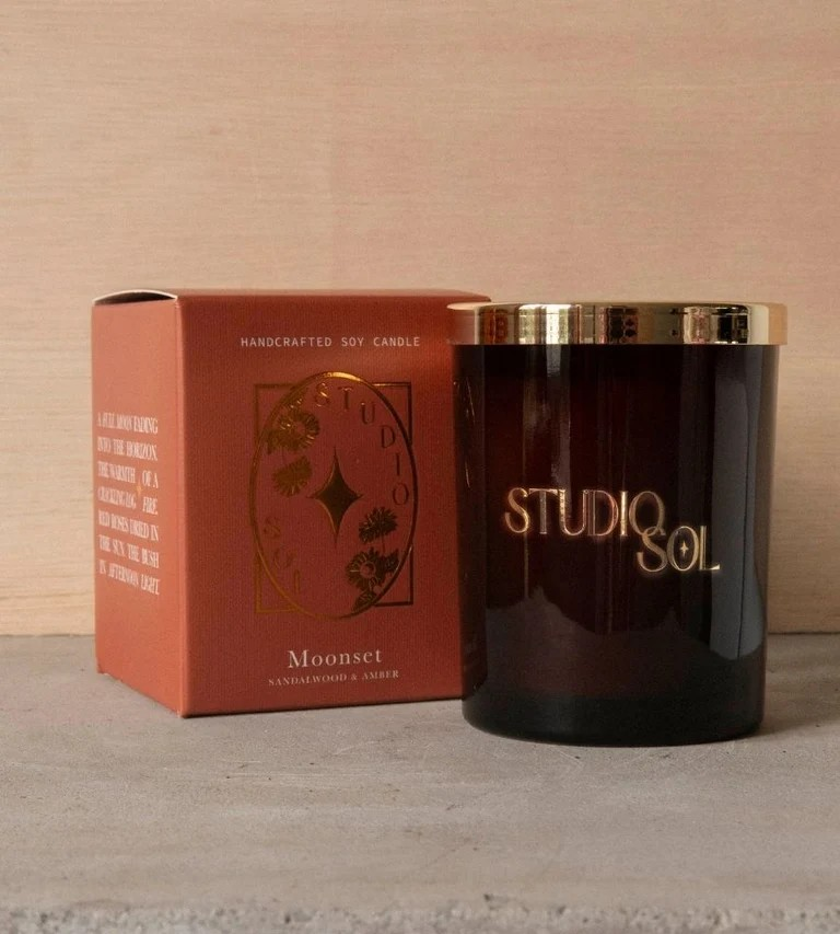 MOONSET SANDALWOOD AND AMBER CANDLE 200GM
