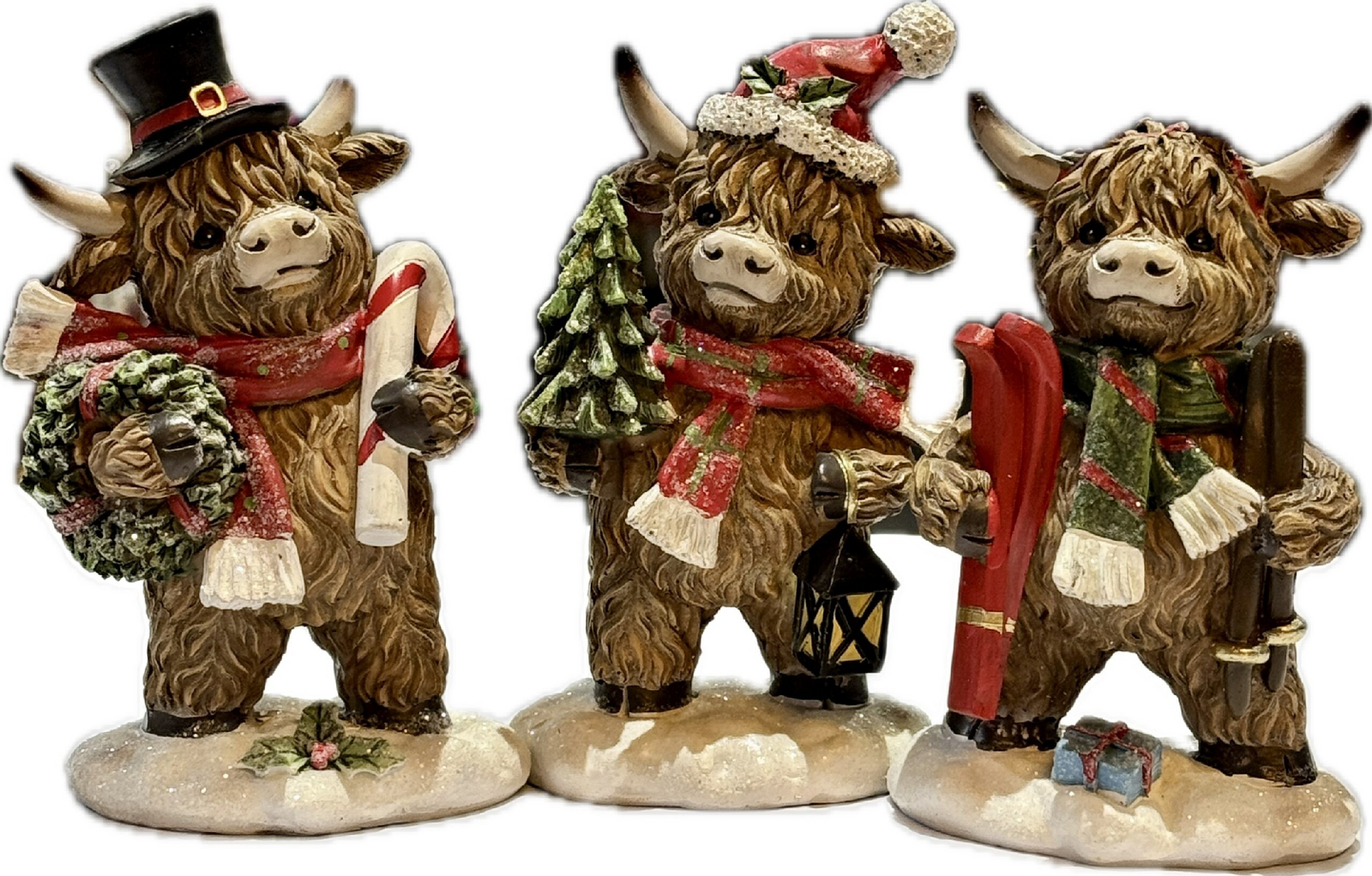 CHRISTMAS HIGHLAND COWS WITH GIFTS