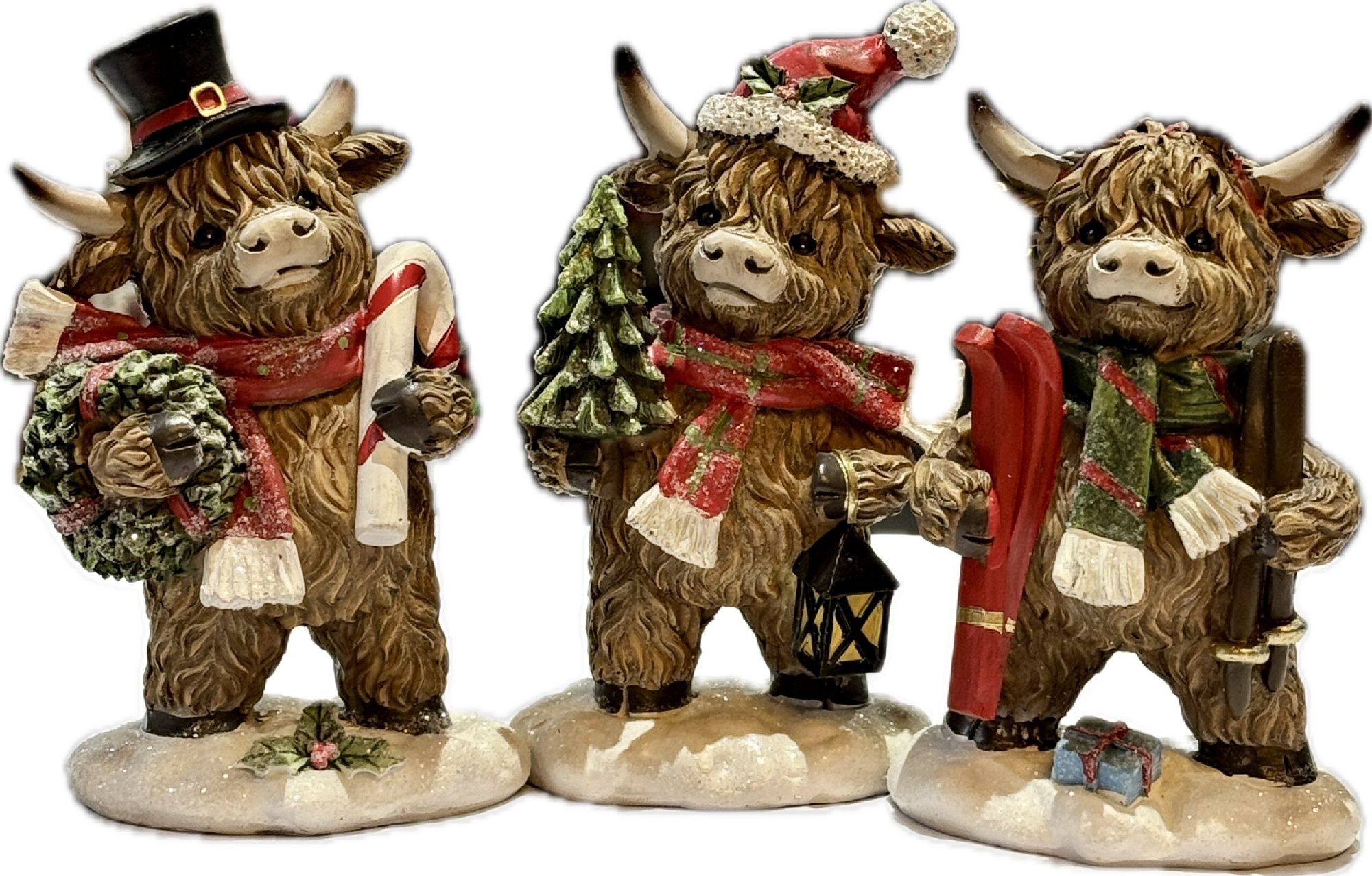 CHRISTMAS HIGHLAND COWS WITH GIFTS