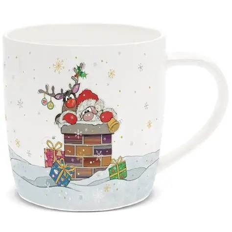 BUG ART SANTA AND RUDOLPH MUG 
