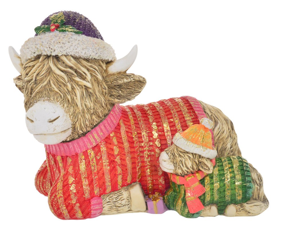 CHRISTMAS HIGHLAND COW MOTHER AND CALF