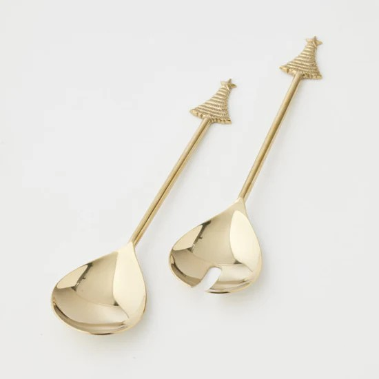 ENCHANTED FOREST CHRISTMAS TREE SALAD SERVERS SET OF TWO