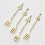 ENCHANTED FOREST CHRISTMAS TREE COCKTAIL FORKS SET OF FOUR