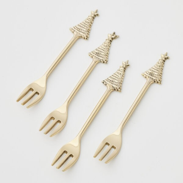 ENCHANTED FOREST CHRISTMAS TREE COCKTAIL FORKS SET OF FOUR