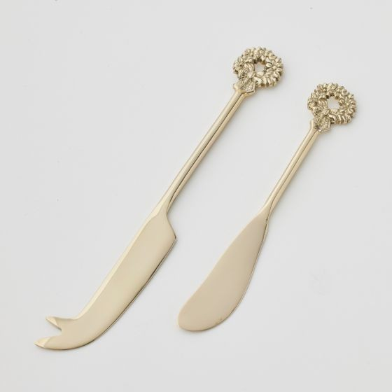 HOLIDAY GARLAND SET OF TWO CHEESE KNIVES