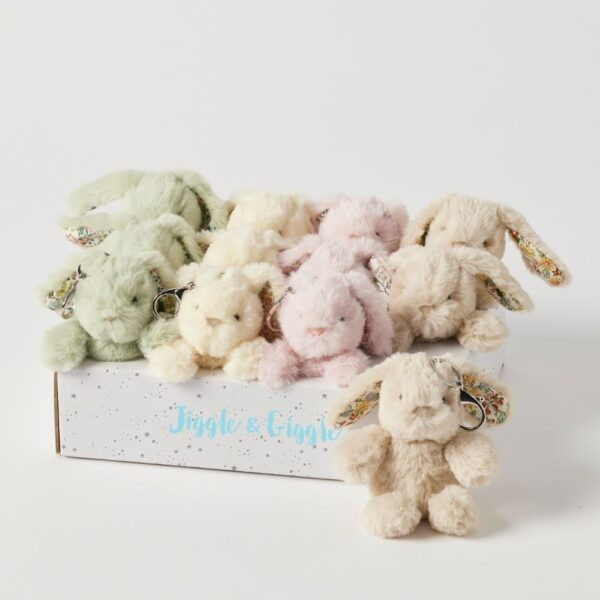 JIGGLE GIGGLE ASSORTED FLORAL BUNNY KEYCHAIN