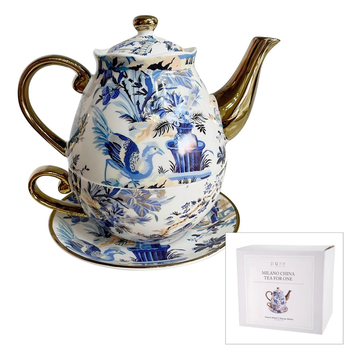 MILANO CHINA TEA FOR ONE TEAPOT/TEACUP