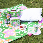 SUMMER POP PICNIC RUG GREEN ORANGE AND PINK 