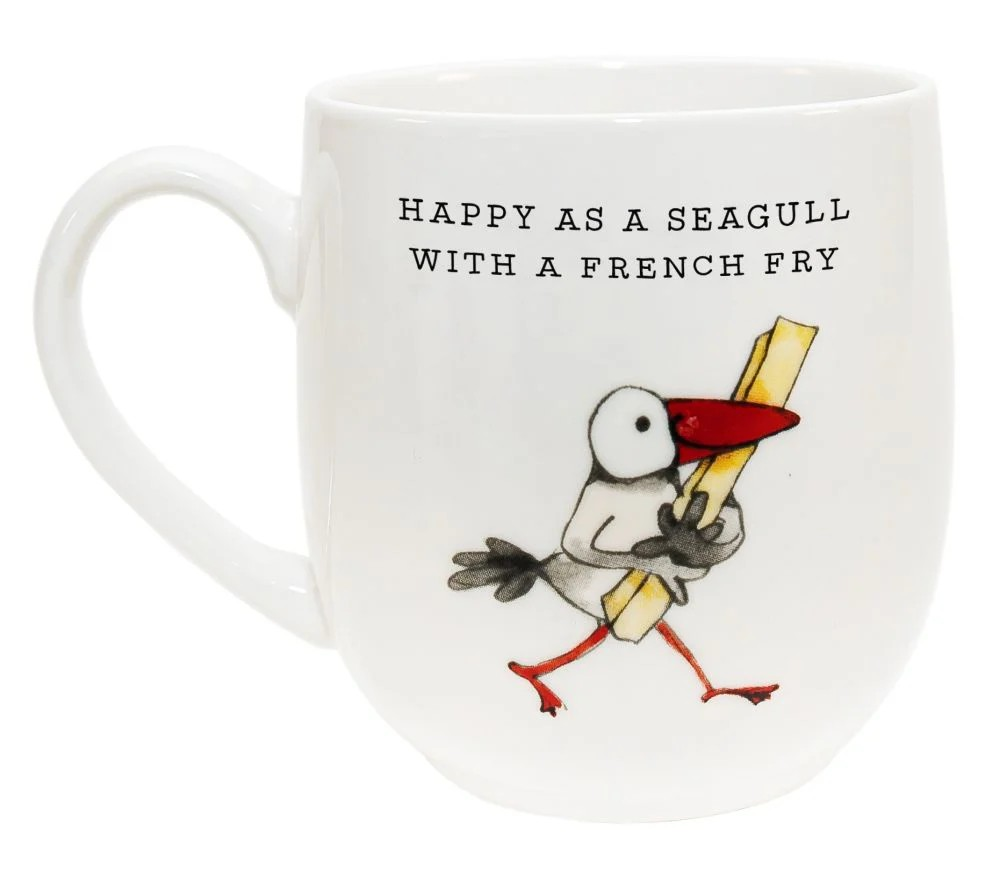 TWIGSEED FINE BONE CHINA CUP HAPPY AS A SEAGULL WITH A FRENCH FRY 